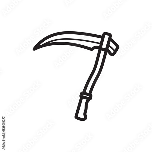 Blade scythe outline vector flat illustration design