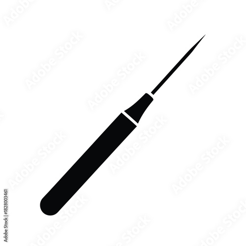 Black awl tool on white background sharp