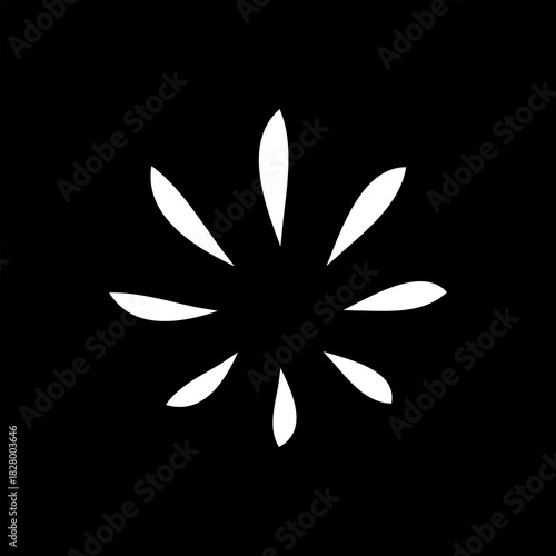 Abstract radial pattern of white shapes on a black background.