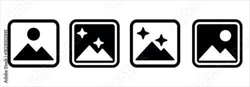 Upload your stunning mountain landscape photos and add a touch of sparkle to your memories with these modern icons for creative projects.