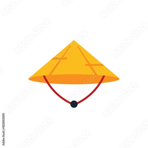 A conical Asian straw hat