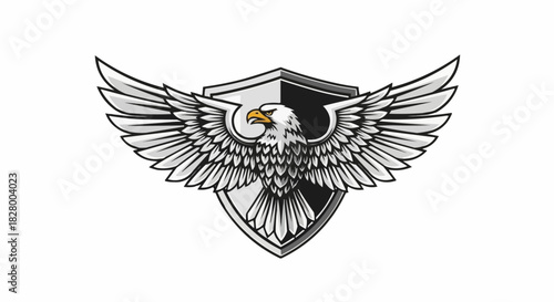 Majestic eagle emblem with outstretched wings and shield design.
