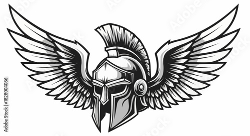 Winged Spartan Helmet - Symbol of Strength and Valor.