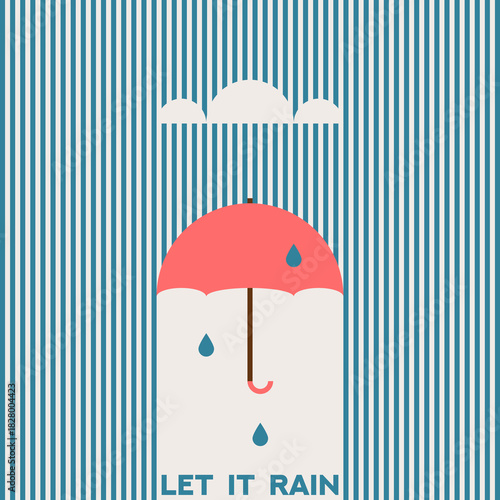 Umbrella flat vector illustration with raindrops. Rainy Weather. Nature. Seasons.
