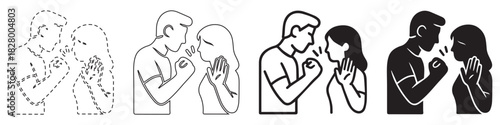 Illustration of a man yelling at a woman, showing different levels of detail.