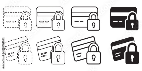 Illustrations of credit cards with padlocks, representing secure transactions and financial safety.