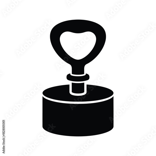 Black bottle opener icon with heart shape tool drink