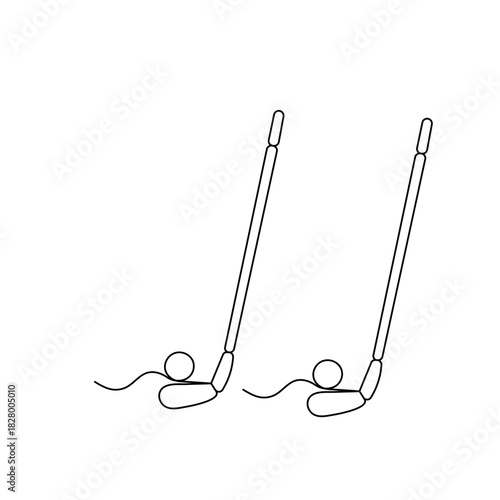 Golf club iron line icon on white background in simple, minimal outline style vector illustration

