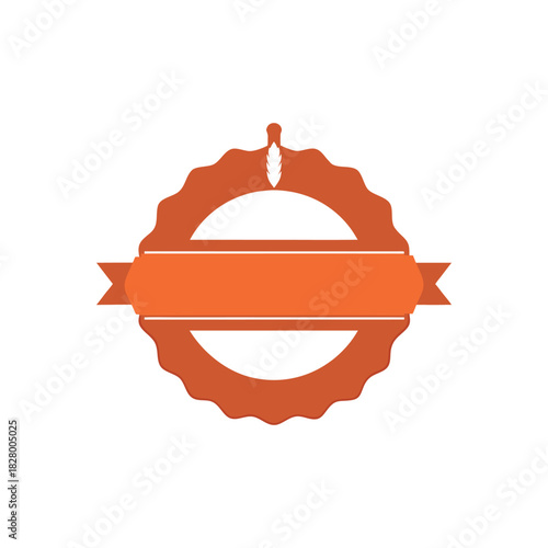 Handmade Craft Label with Stitched Border Effect and Ribbon Banner for Design