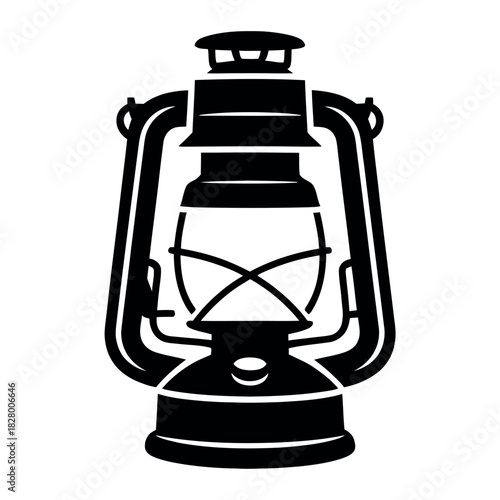 Classic black silhouette of an old-fashioned oil lantern
