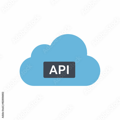 Cloud symbol with API label representing communication technologies and digital integration for developers and tech enthusiasts.