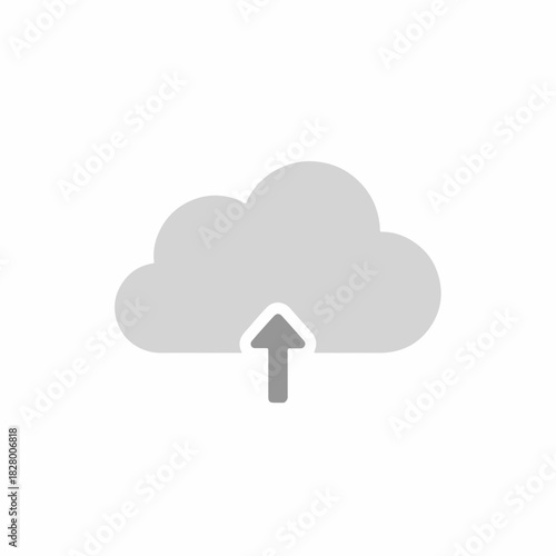 Cloud storage symbol with upward arrow for digital data transfer. Cloud image represents modern technology for online data management and safe backups.