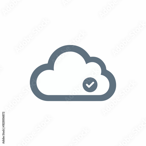 Cloud computing symbol with check mark representing successful data synchronization, illustrating modern cloud solutions and storage services,