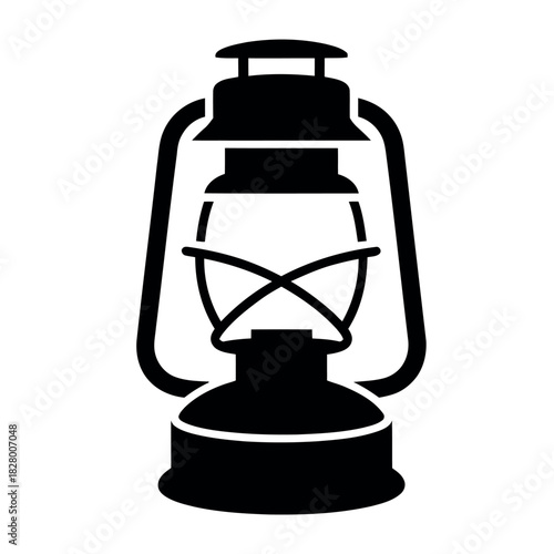 Classic black silhouette of an old-fashioned oil lantern