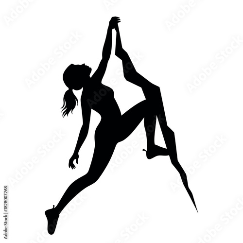 Dynamic silhouette of two dancers in a graceful aerial pose