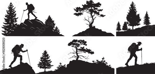 Collection of six distinct silhouette illustrations