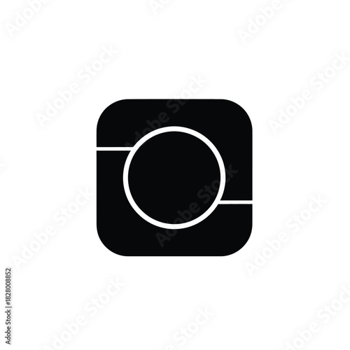 Black camera lens icon on white background vector
