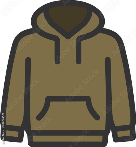 Flat olive hoodie vector icon for clothing apps