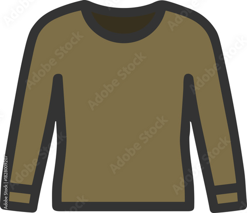Olive green long sleeve shirt icon for clothing UI