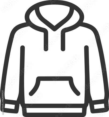 Minimal outline hoodie icon for fashion UI