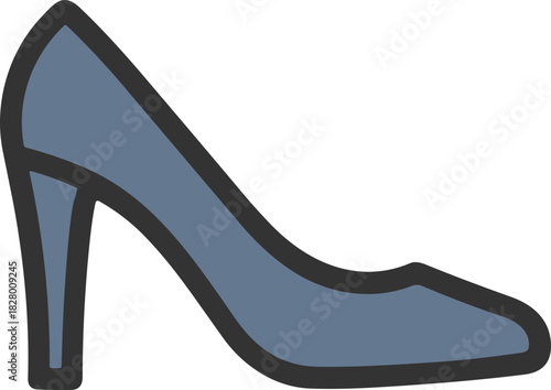 Blue high heel shoe flat icon for fashion apps