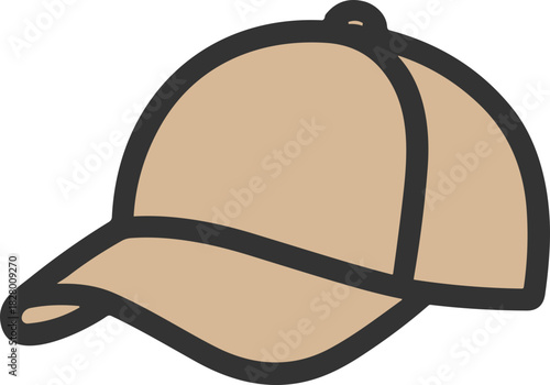 Beige cap flat icon for casual fashion apps