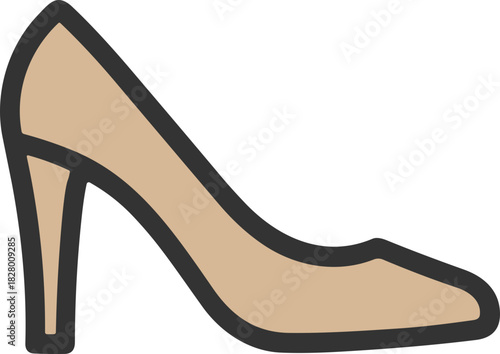 Beige stiletto shoe flat icon for female fashion