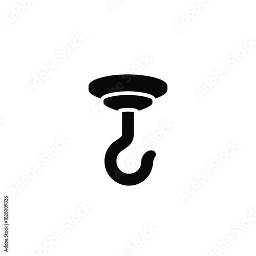 Black ceiling hook icon on white background object
