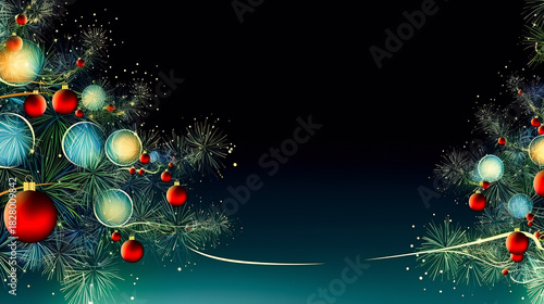 Festive banner design incorporates sparkling light effects and holiday decorations against a deep gradient backdrop.