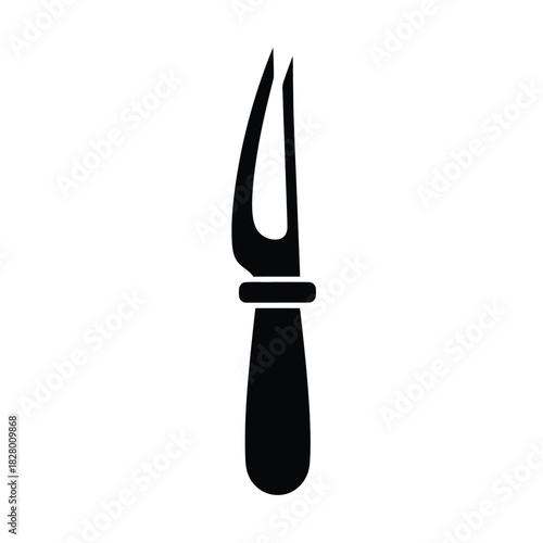 Black carving fork silhouette on white background kitchen