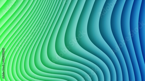 Abstract gradient wavy lines background in blue and green