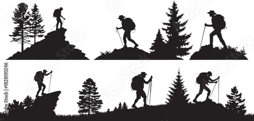 Diverse collection of six distinct silhouette illustrations