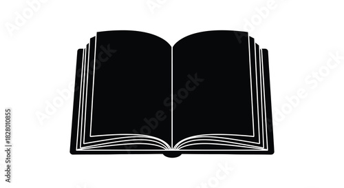 Open book illustration for education and knowledge concepts silhouette