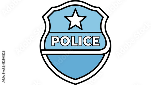 Police badge emblem vector illustration with star. Ideal for law enforcement designs and emergency services themed visuals and security concepts