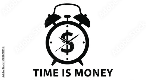 Time is money concept with dollar sign clock silhouette