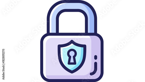 Secure Padlock with Shield Icon: A Symbol of Privacy, Safety, and Digital Security, for Website and App Interface Design in a Modern Minimalist Style