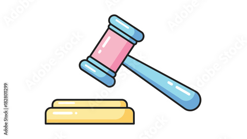 Cute Gavel Illustration for Legal Themes: Download this illustration featuring a gavel, perfect for websites, presentations, and graphics related to law and justice