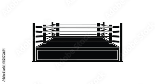 Boxing ring isolated on white background in silhouette style silhouette