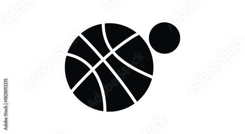 Basketball silhouette with ball in black and white simple design silhouette
