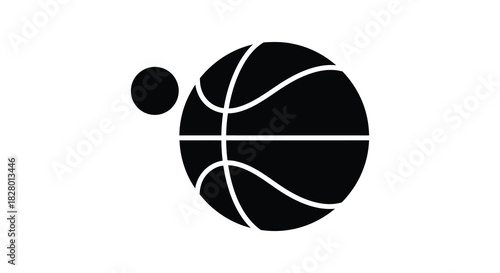 Basketball and small ball silhouette icon for sports design and illustration