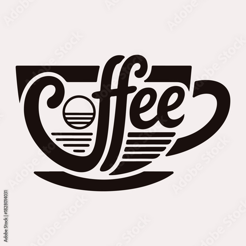 Coffee Cup Wordmark Logo Retro Typography T Shirt Design