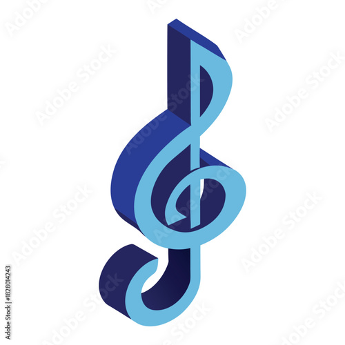 3D golden treble clef symbol, a musical key sign and melody element on a white background illustration