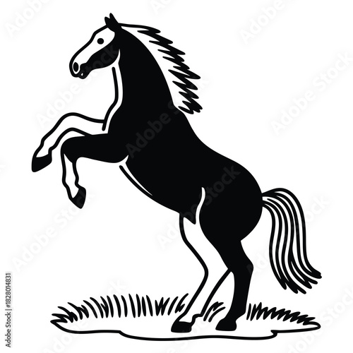 Elegant horse silhouette vector illustration standing pose strong outline ideal for equestrian designs
