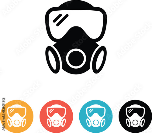 Black Silhouette Gas Mask Respirator Safety Equipment Icon