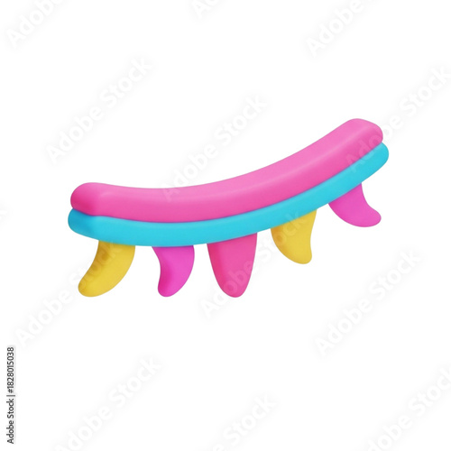 Whimsical 3D illustration of a vibrant surfboard collection stand. A playful and fun design element for summer celebrations and tropical beach themes