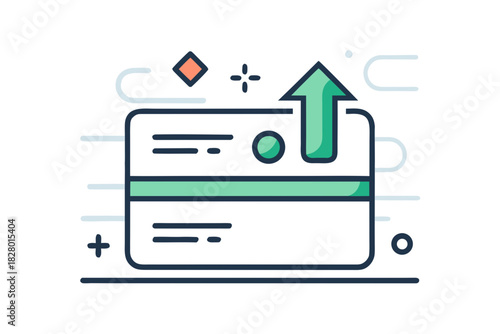 thin line card upward arrow icon  