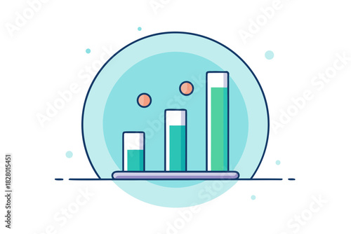 tiny bar chart spotlight circle icon  