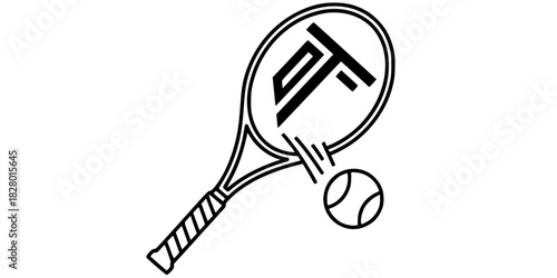 Tennis Racket Ball Monogram Vector Logo