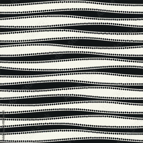 Vector seamless pattern. Modern texture. Repeating, abstract background with dotted waves. Graphic, wavy stripes. Can be used as a swatch in Illustrator.
