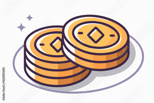 two coins overlapping icon ultra minimal